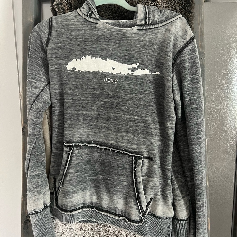 Gray Long Island is home Graphic Hoodie
